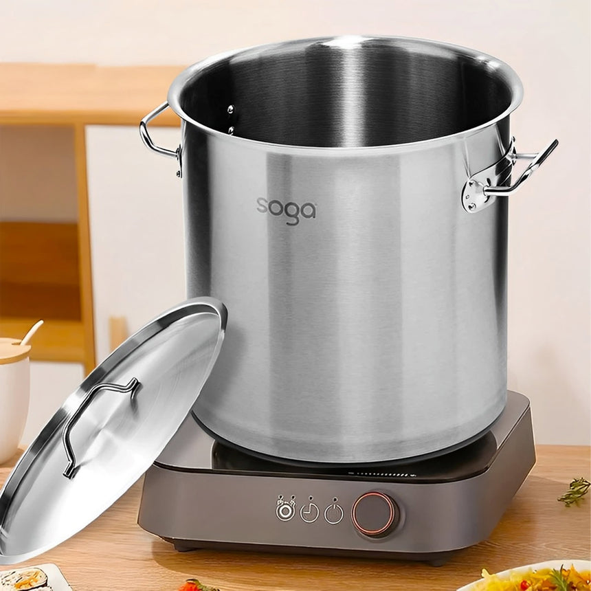 Soga Stainless Steel Stockpot with Pasta Strainer 30cm - 21L - Image 06