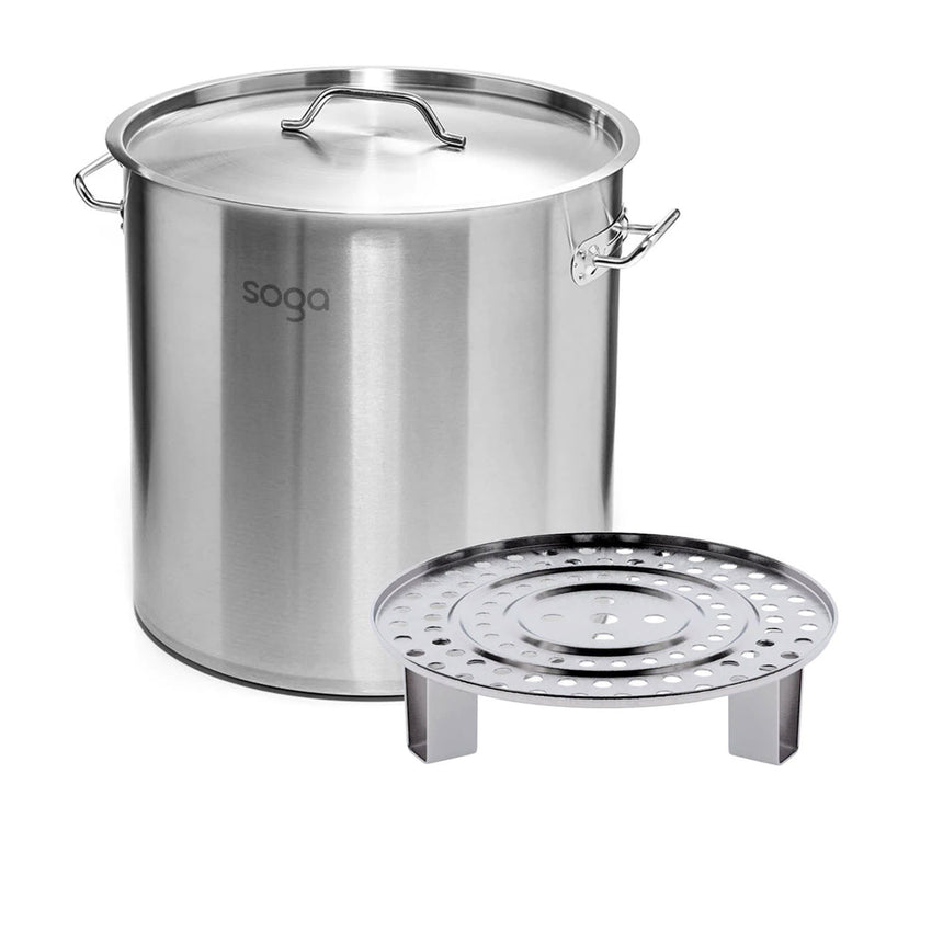 Soga Stainless Steel Stockpot with Steamer Rack 30cm - 21L - Image 01