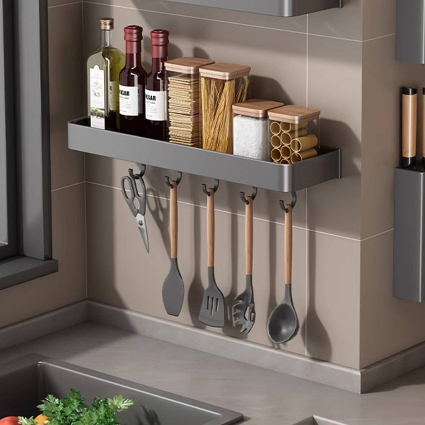 SOGA Wall Mounted Kitchen Spice Storage Organiser with Hooks 32cm - Image 04