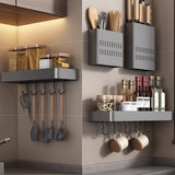 SOGA Wall Mounted Kitchen Spice Storage Organiser with Hooks 32cm - Image 06