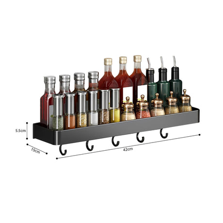 SOGA Wall Mounted Kitchen Spice Storage Organiser with Hooks 42cm - Image 02