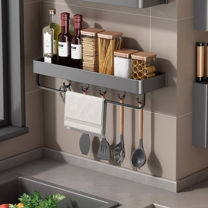 SOGA Wall Mounted Kitchen Spice Storage Organiser with Hooks 52cm - Image 03