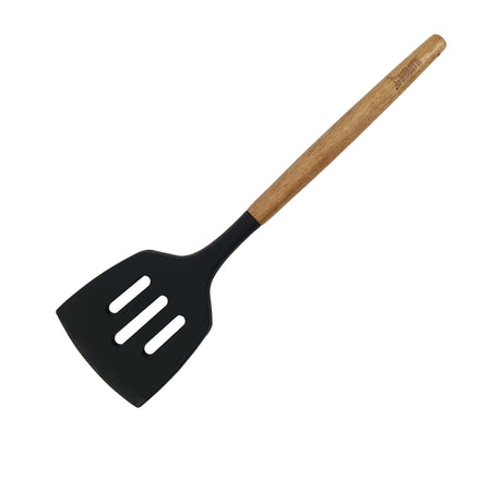 St. Clare Silicone Slotted Lifter with Acacia Handle in Black - Image 01