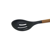 St. Clare Silicone Slotted Spoon with Acacia Handle in Black - Image 02