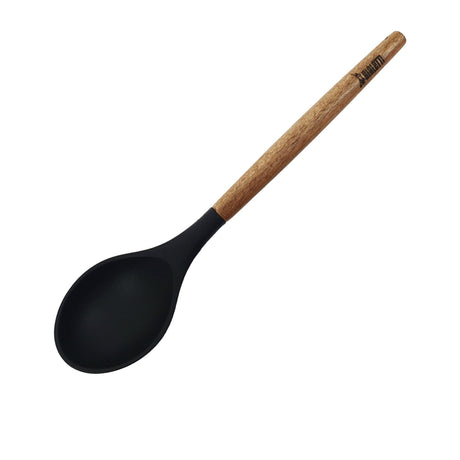 St. Clare Silicone Solid Spoon with Acacia Handle in Black - Image 01