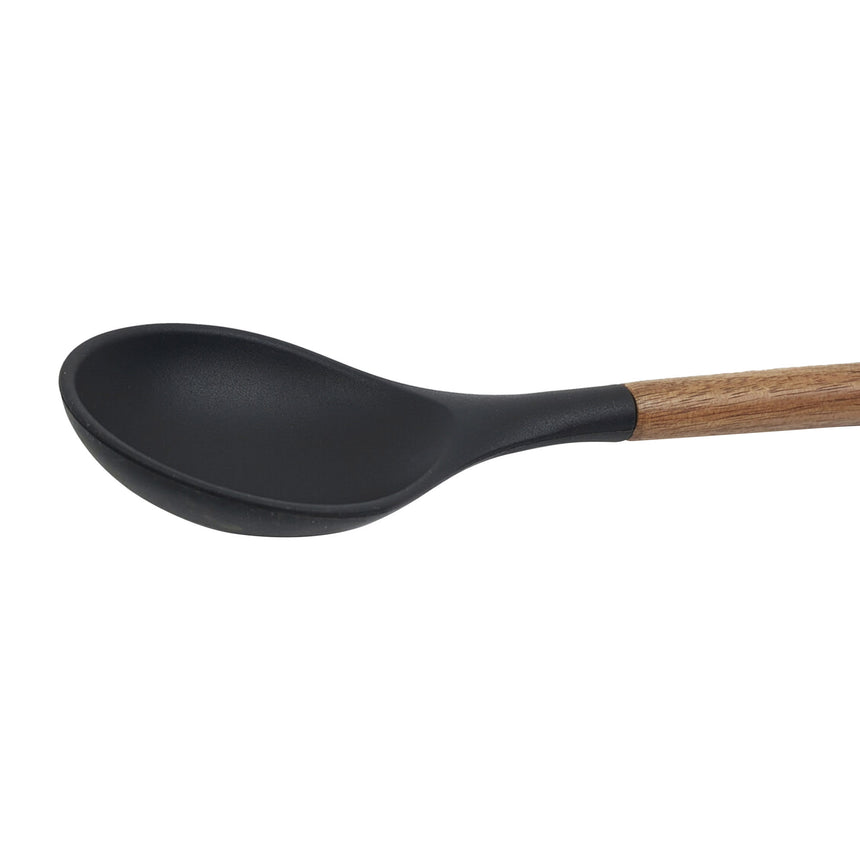 St. Clare Silicone Solid Spoon with Acacia Handle in Black - Image 02