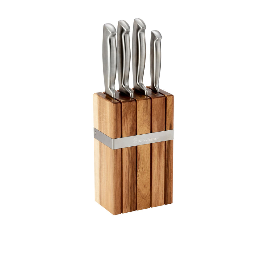 Stanley Rogers 5 Piece Banded Stripe Knife Block Set - Image 01