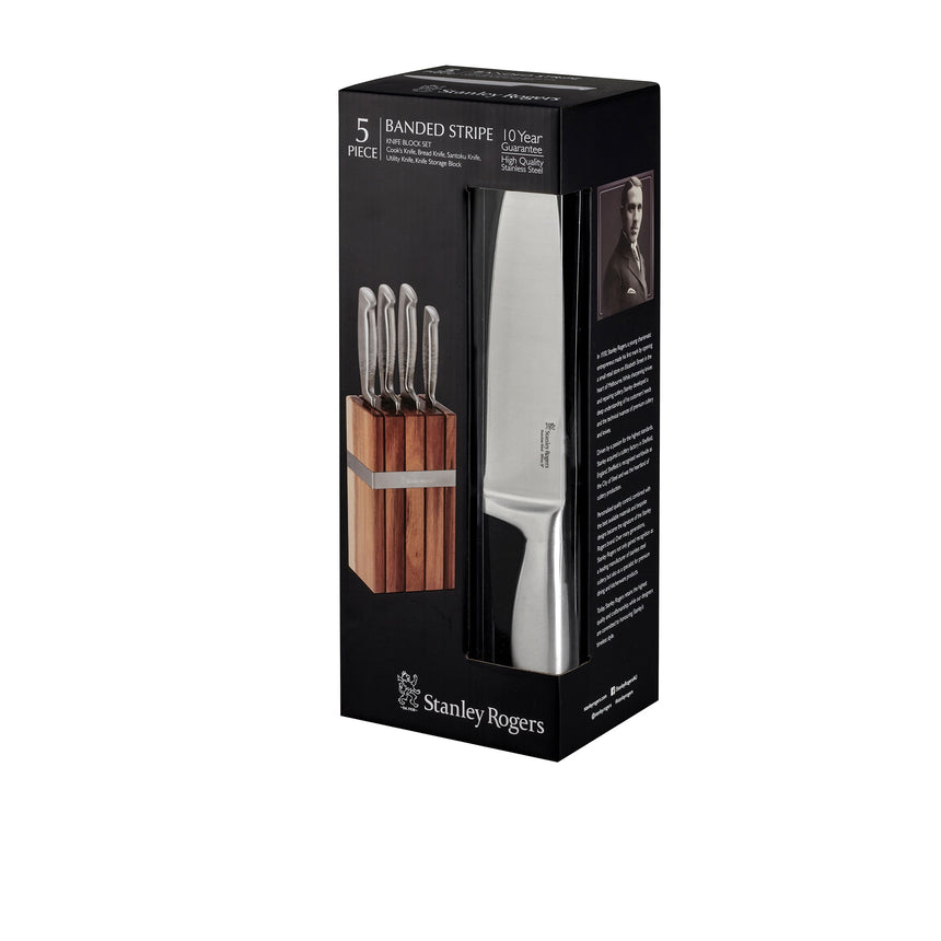 Stanley Rogers 5 Piece Banded Stripe Knife Block Set - Image 04