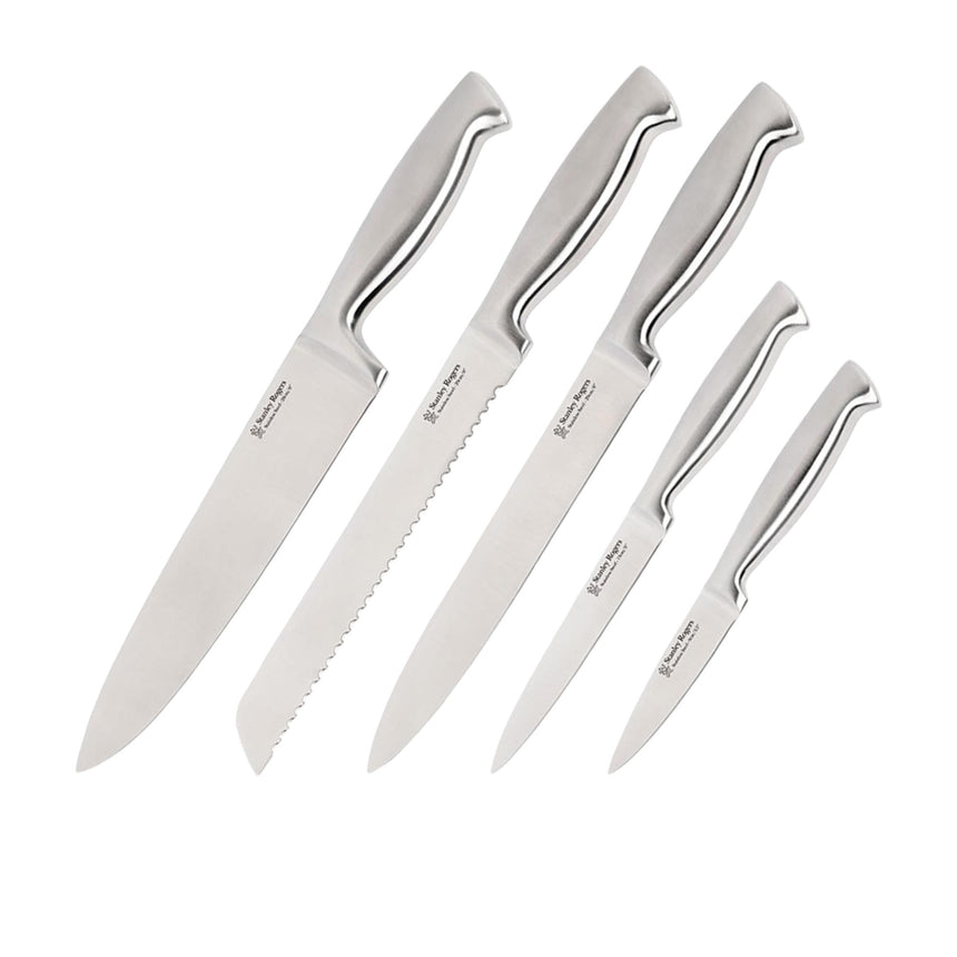 Stanley Rogers 6 Piece Modern Steel Metallic Knife Block Set in Blue - Image 02