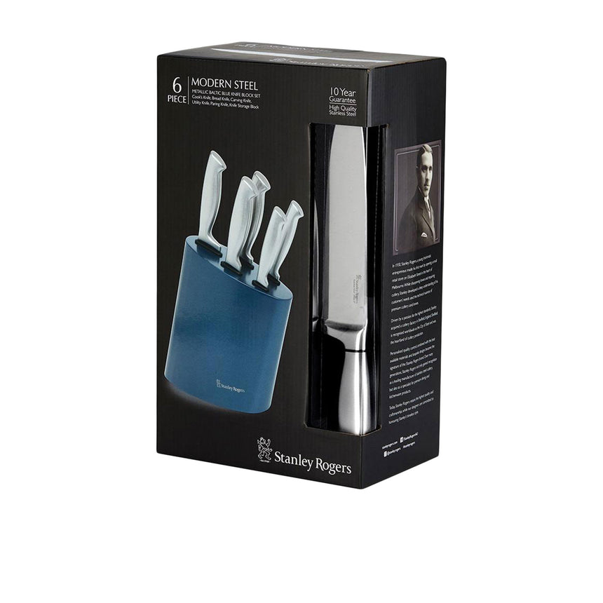 Stanley Rogers 6 Piece Modern Steel Metallic Knife Block Set in Blue - Image 04