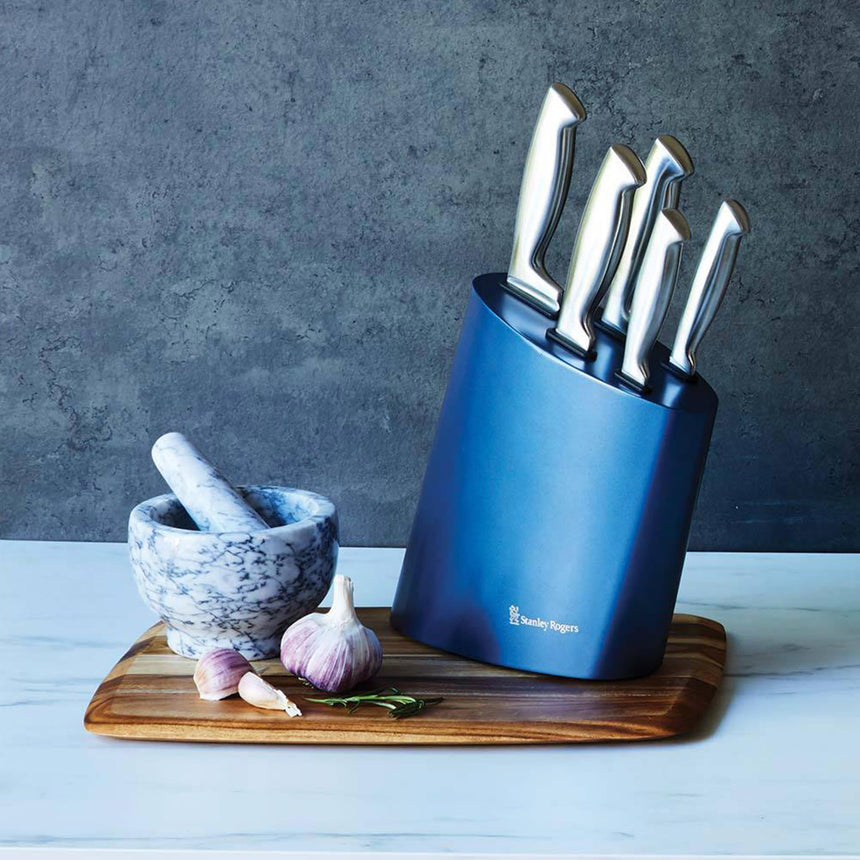 Stanley Rogers 6 Piece Modern Steel Metallic Knife Block Set in Blue - Image 05