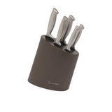 Stanley Rogers 6 Piece Modern Steel Metallic Knife Block Set Mocha - Image 01