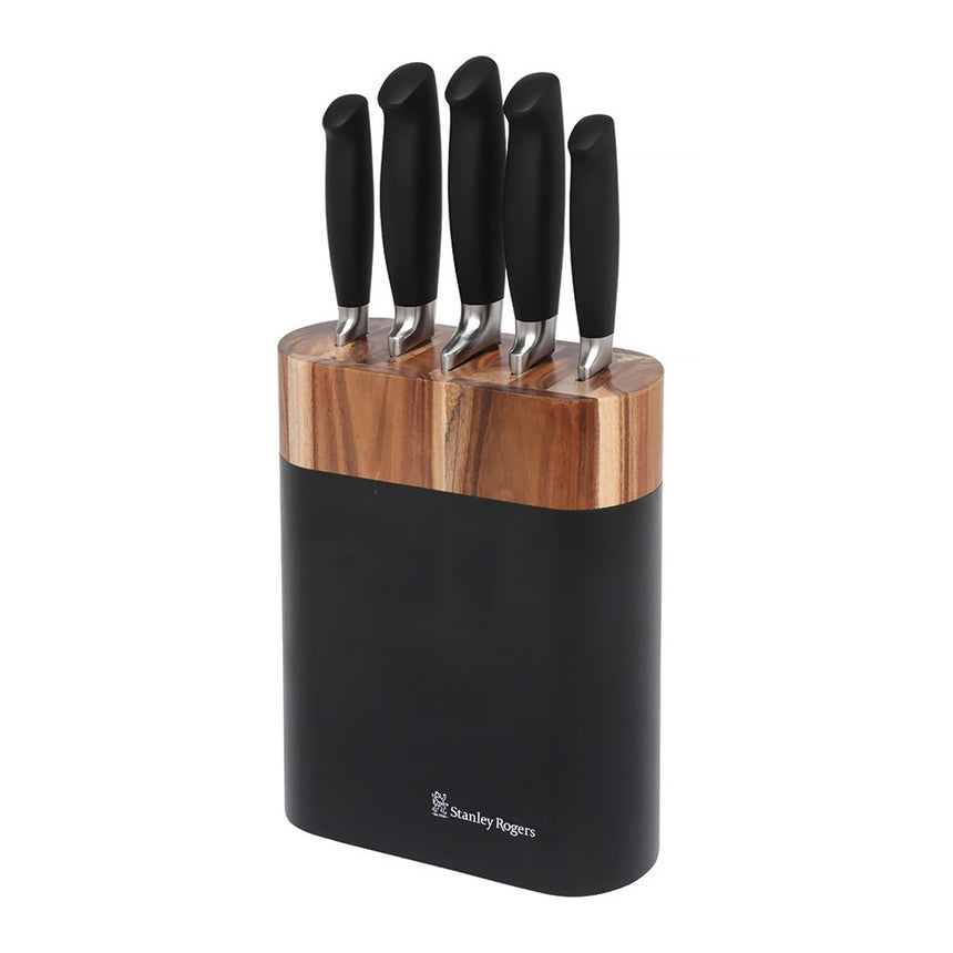 Stanley Rogers 6 Piece Oval Knife Block Set in Black & Timber - Image 03