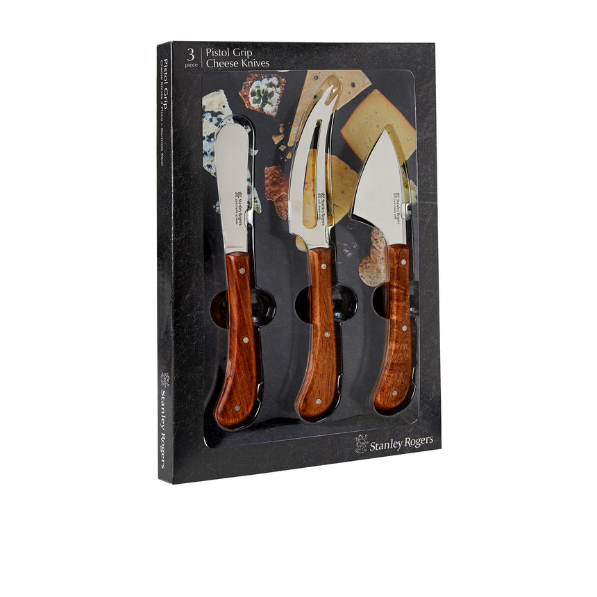 Stanley Rogers Pistol Grip Cheese 3 Piece Knife Set Acacia - Image 02