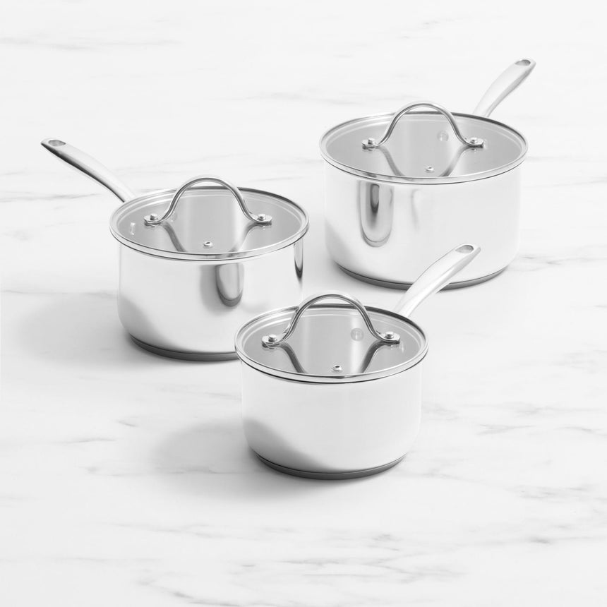 Wolstead Steeltek 3 Piece Stainless Steel Saucepan Set - Image 01