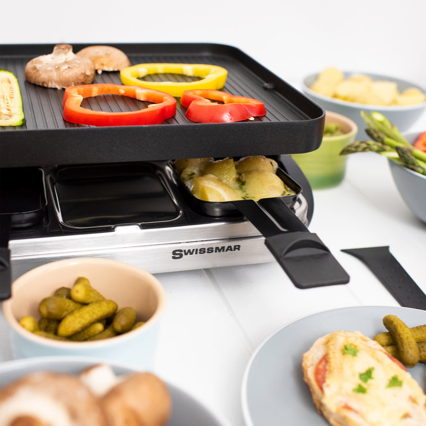 Swissmar Valais 8 Person Raclette Party Grill with Reversible Grill Plate - Image 02