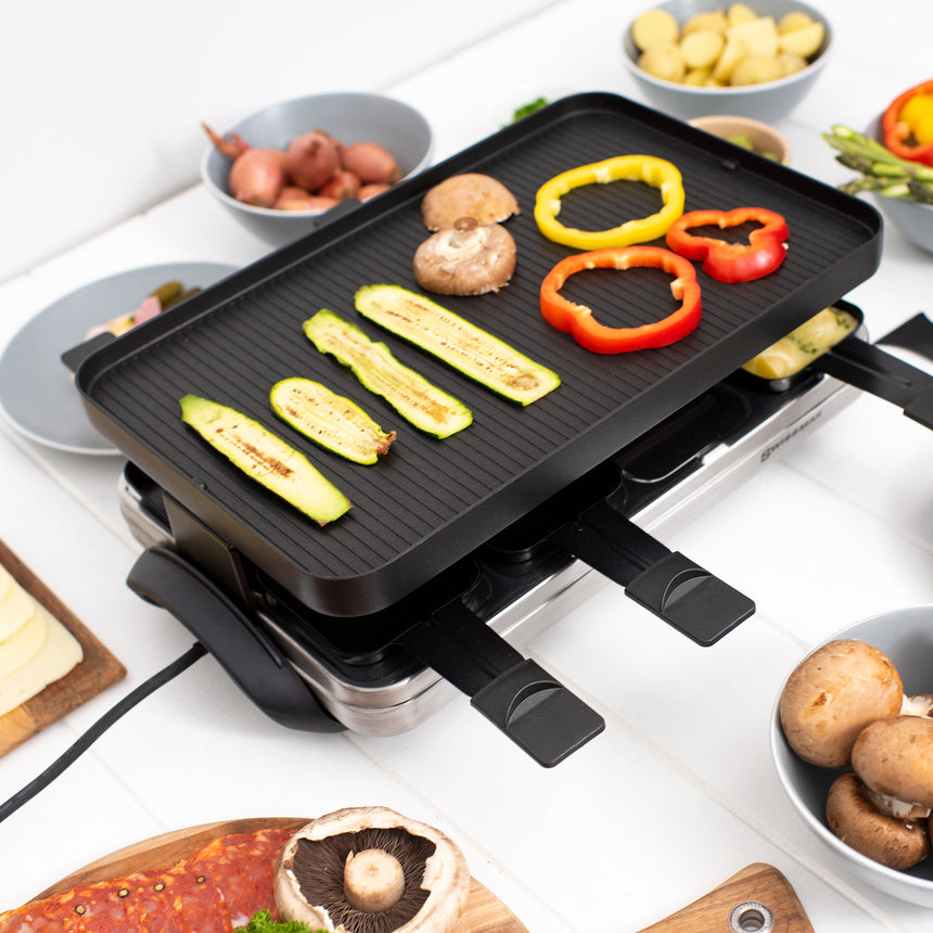 Swissmar Valais 8 Person Raclette Party Grill with Reversible Grill Plate - Image 03