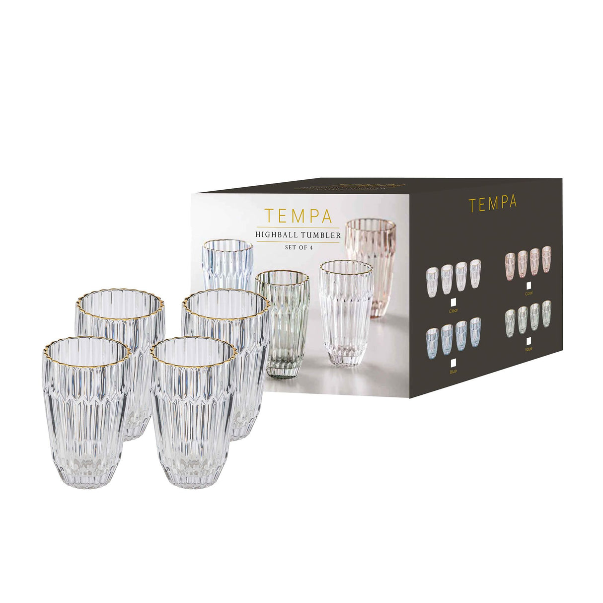 Tempa Amara Highball Tumbler 300ml Set of 4 Clear - Image 05