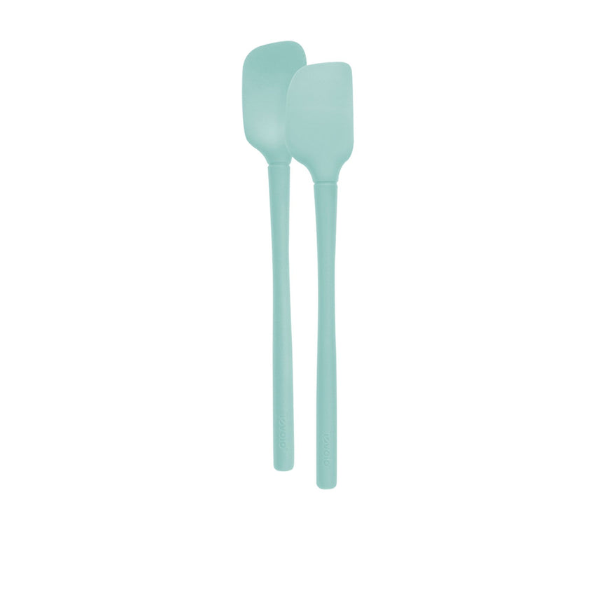 Tovolo Flex-Core All Silicone Mini Spatula and Spoonula 2 Piece Set Light Aqua - Image 02