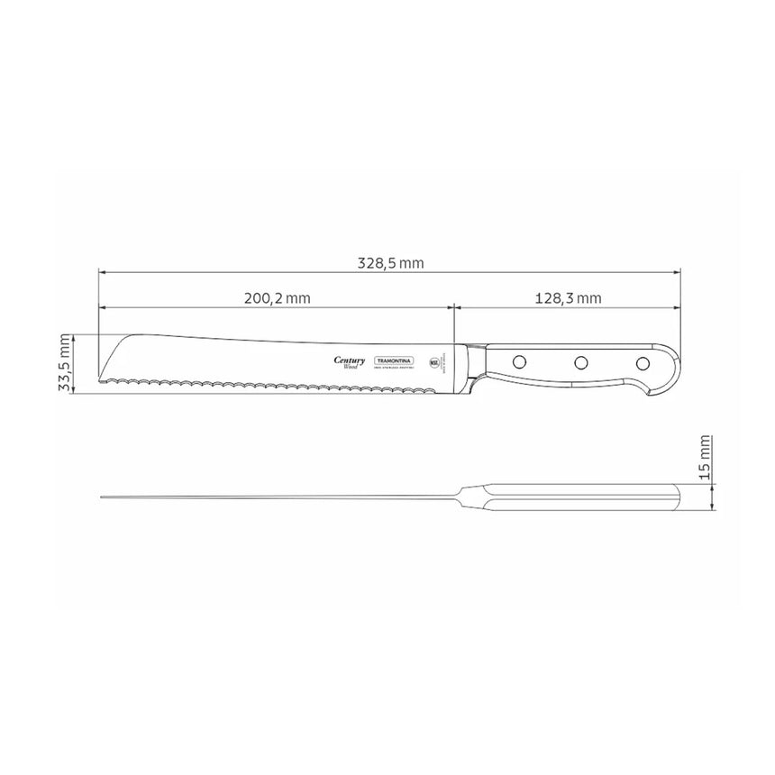 Tramontina Century Wood Bread Knife 20cm - Image 03