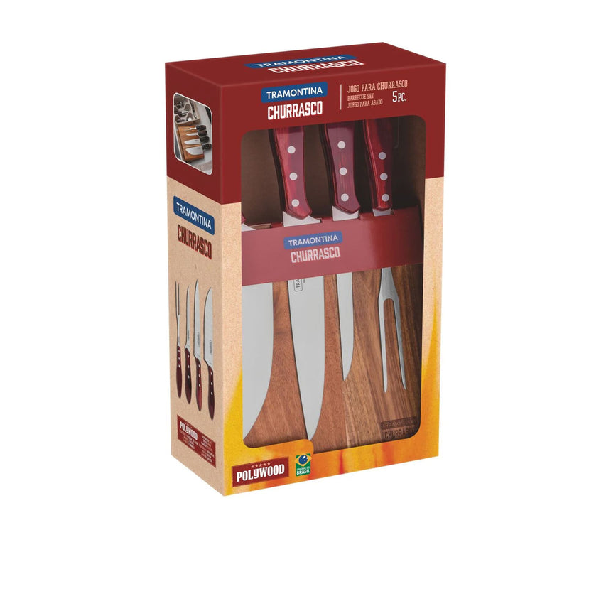 Tramontina Churrasco 5pc Barbecue Knife Block Set Red - Image 02