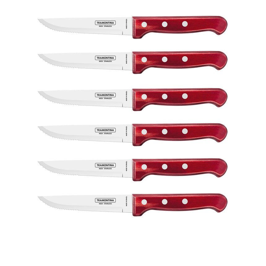 Tramontina Jumbo Polywood Set of 4 Steak Knives in Red - Image 03