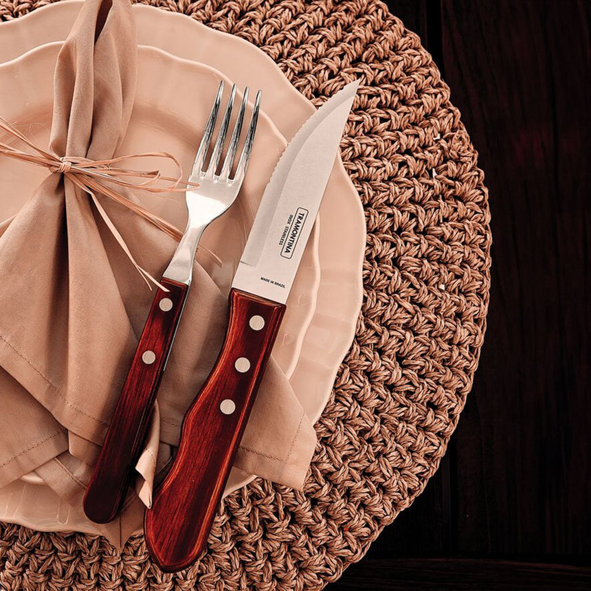 Tramontina Jumbo Polywood Set of 4 Steak Knives in Red - Image 04