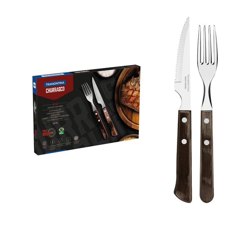 Tramontina Spanish Polywood Steak Knife and Fork Set 12 Piece - Image 03