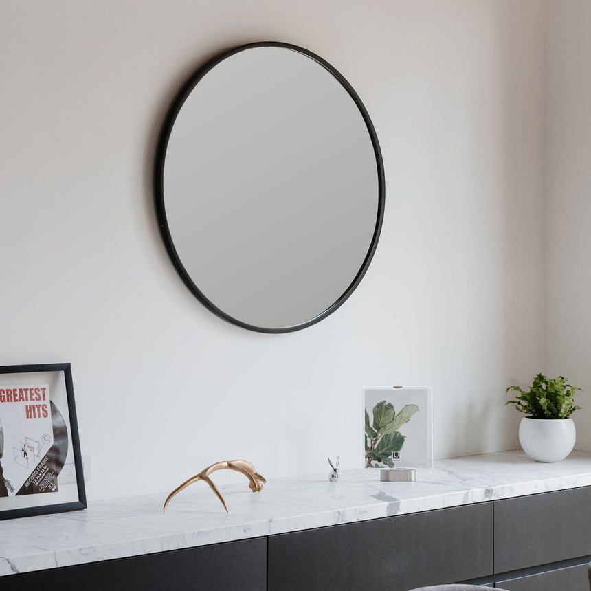 Umbra Hub Round Wall Mirror 94cm Black - Image 05