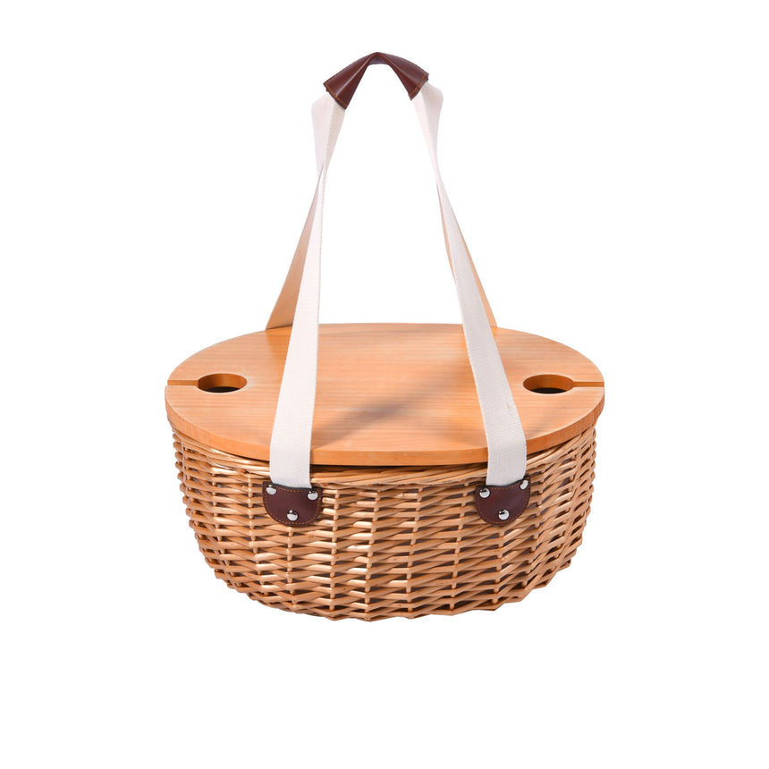 Vibes McLaren Vale 2 Person Insulated Wicker Basket with Folding Table Natural - Image 01