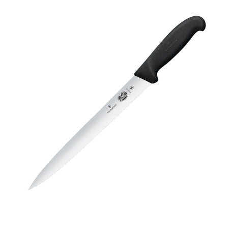 Victorinox Fibrox Serrated Slicing Knife 25cm Pointed Tip - Image 01