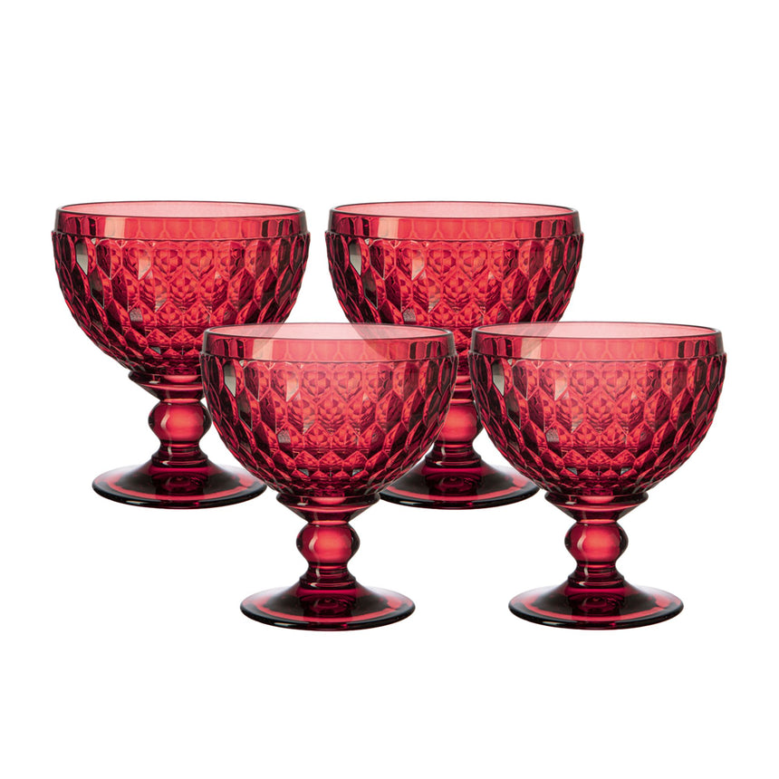 Villeroy & Boch Boston Coloured Champagne Coupe and Dessert Bowl Set of 4 in Red - Image 01