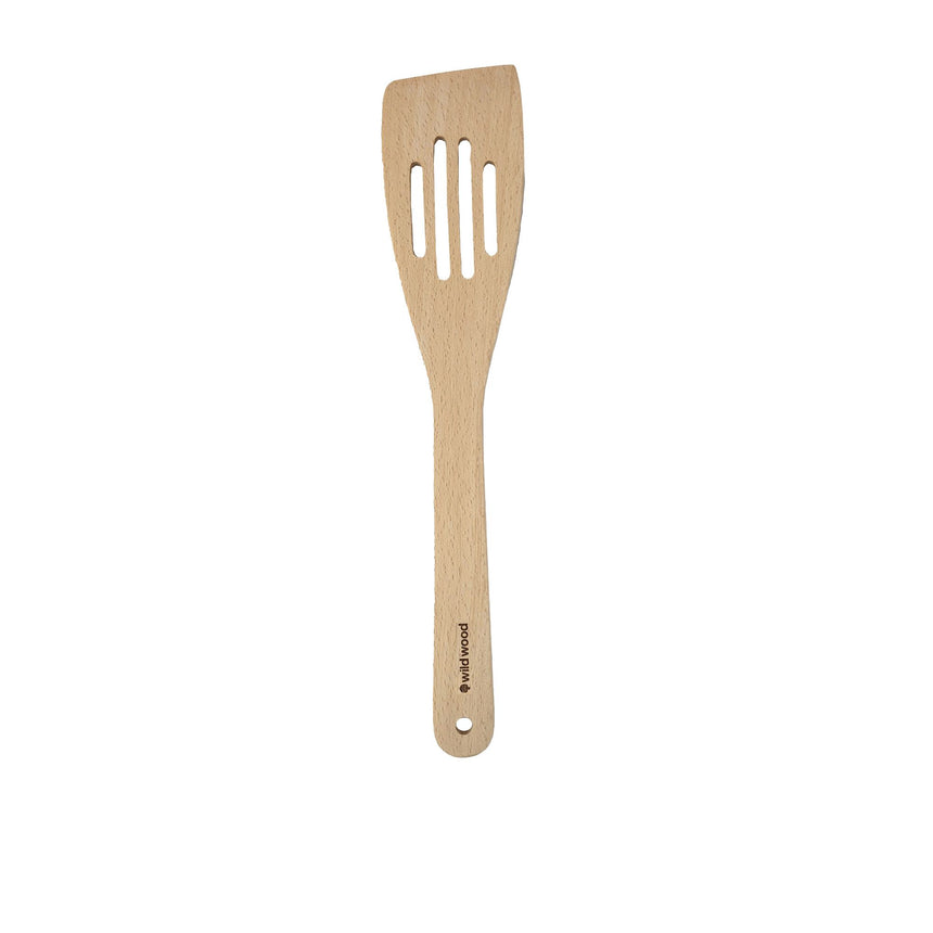 Wild Wood Curved Slotted Wok Spatula Beech 30cm - Image 02