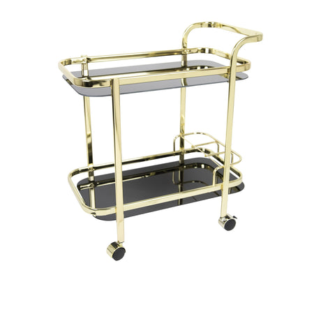 Windsor Bar Cart with Bottle Holder Gold in Black - Image 01