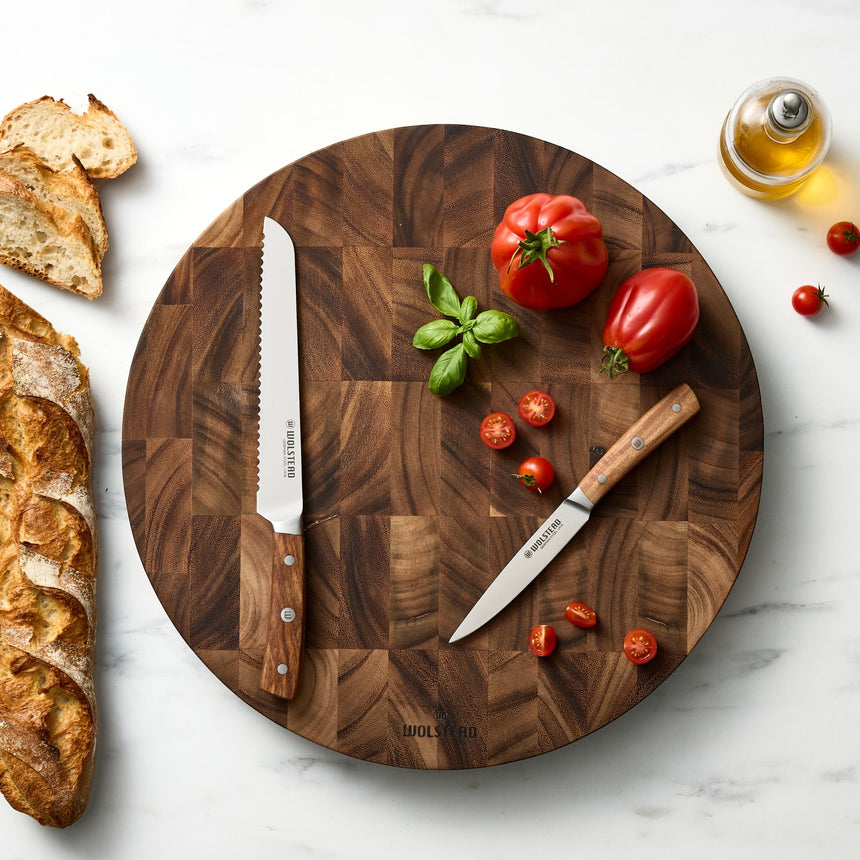 Wolstead Bonn Round End Grain Chopping Board 45x4.5cm - Image 03