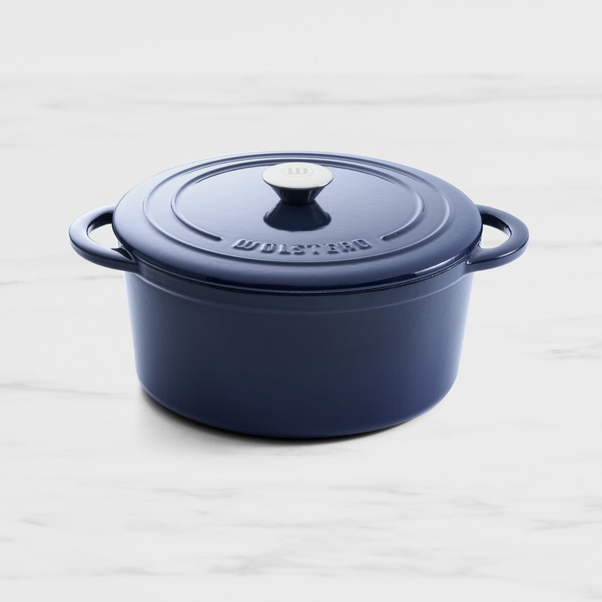 Wolstead Endure Round Enamel Cast Iron Casserole 26cm - 5L Navy - Image 01