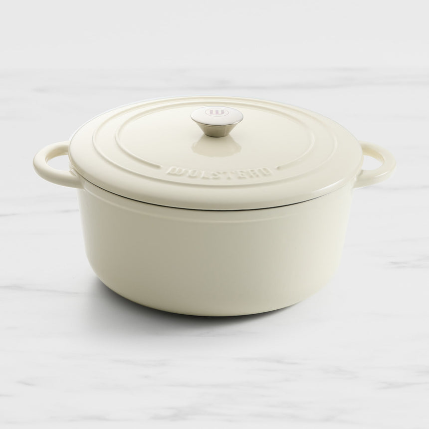 Wolstead Endure Round Enamel Cast Iron Casserole 28cm - 5.9L Ivory - Image 01