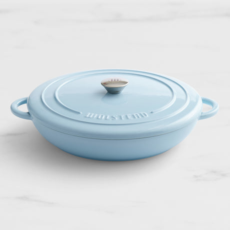 Wolstead Endure Round Enamel Cast Iron Shallow Casserole 30cm - 3.5L Ice Blue - Image 01