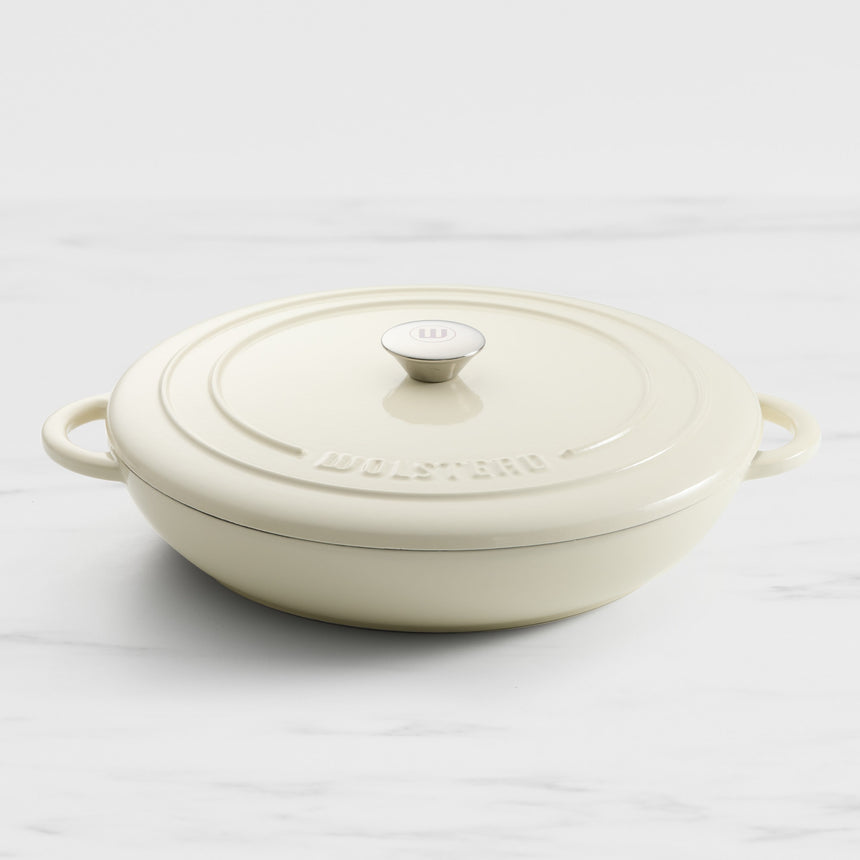 Wolstead Endure Round Enamel Cast Iron Shallow Casserole 30cm - 3.5L Ivory - Image 01