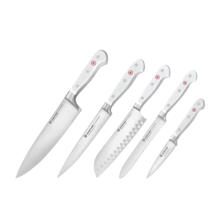 Wusthof Classic in White 6 Piece Design Knife Block Set with Santoku Knife - Image 03