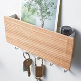 Yamazaki Rin Magnetic 5 Hook Key Rack with Tray Ash Wood - Image 02