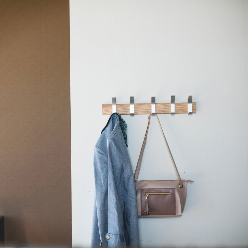 Yamazaki Rin Wall 5 Hook Coat Hanger Ash Wood - Image 03