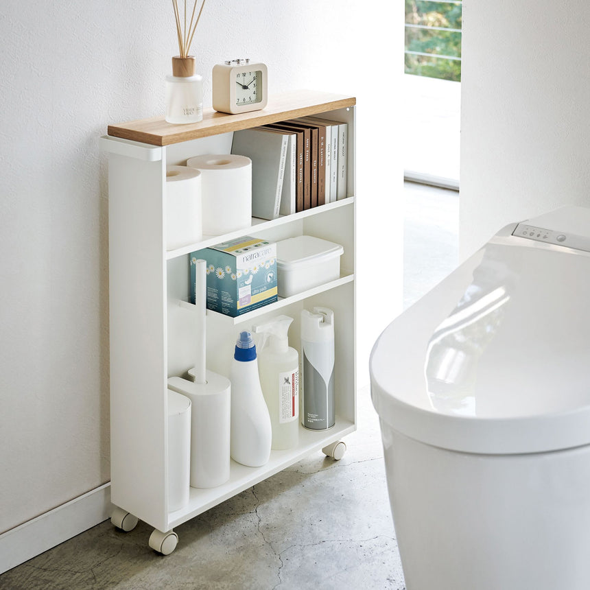 Yamazaki Tower Semi-Closed Storage Cart White - Image 04