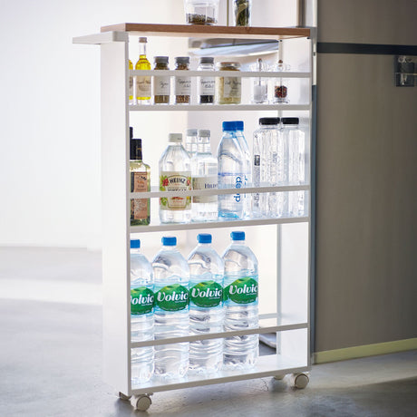 Yamazaki Tower Storage Cart with Handle White - Image 02