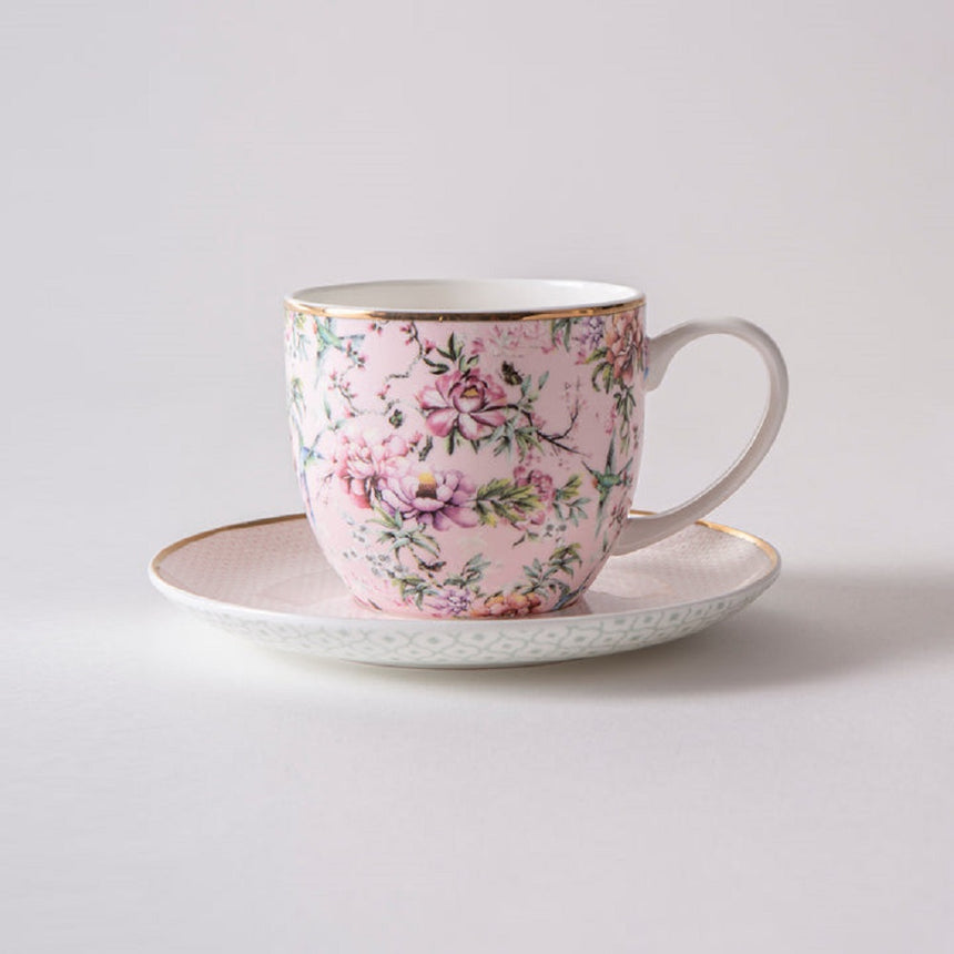 Ashdene Chinoiserie Cup and Saucer Set of 4 in Pink