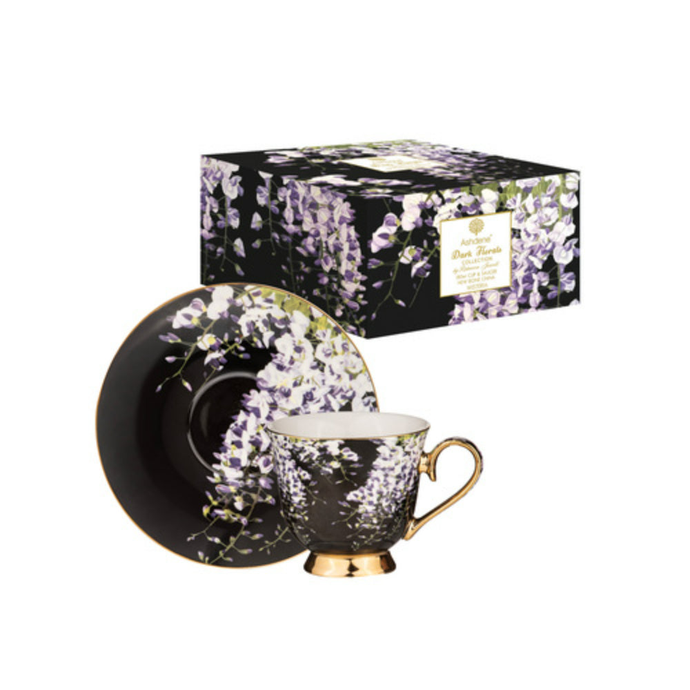 Ashdene Dark Florals Cup and Saucer 180ml Wisteria