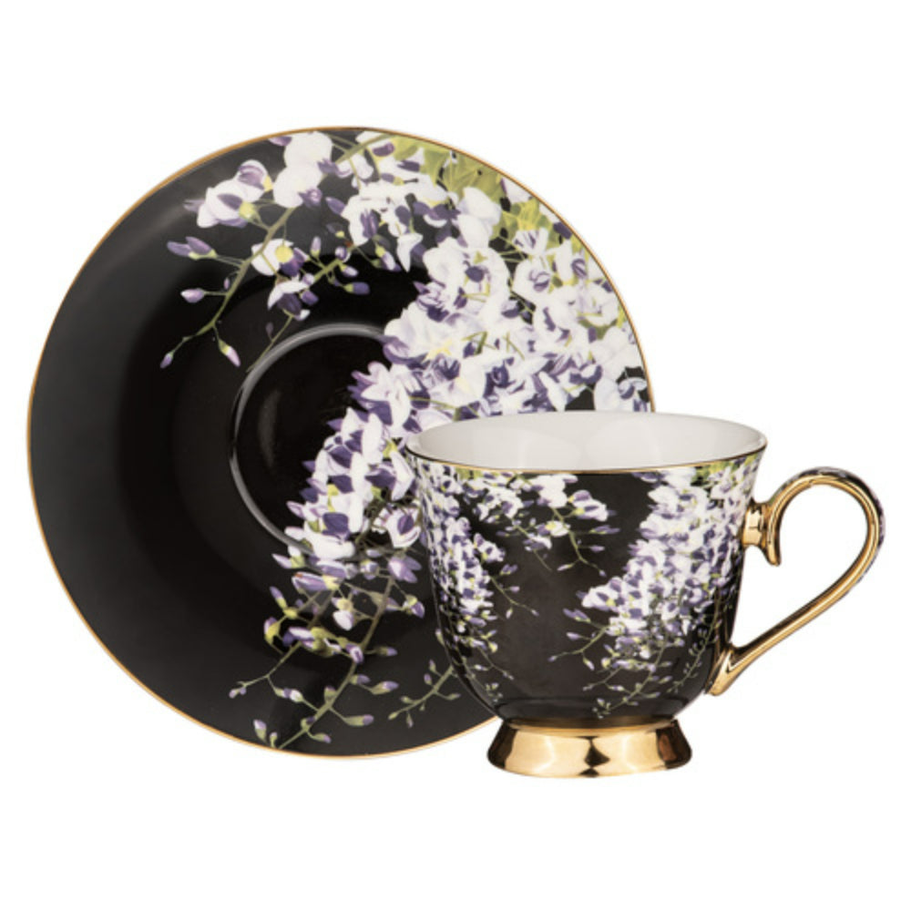 Ashdene Dark Florals Cup and Saucer 180ml Wisteria