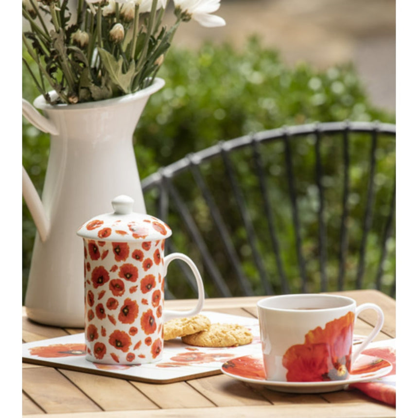 Ashdene in Red Poppies Teapot and 2 Teacup Set