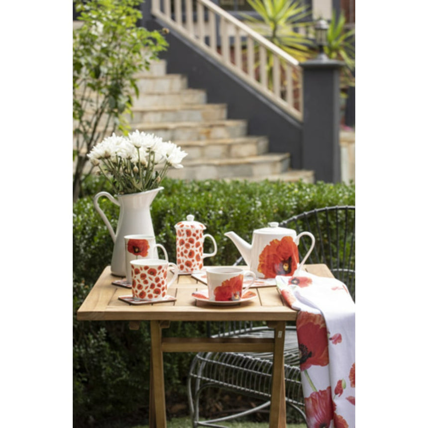 Ashdene in Red Poppies Teapot and 2 Teacup Set