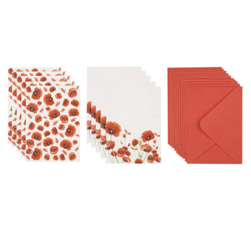 Ashdene Red Poppies Gift Cards Set of 10